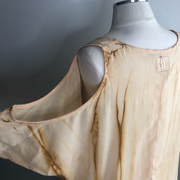 Gypsy 05 100% Silk Cold Shoulder Tie Dye Top - Picture 3 of 8